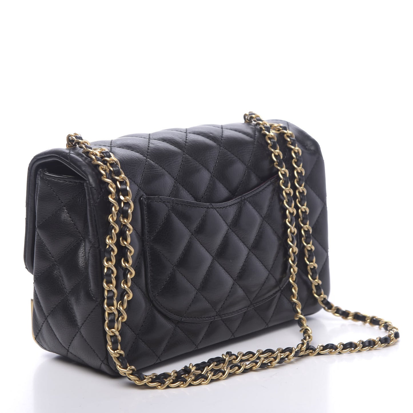 Calfskin Quilted Mini Rock The Corner Flap Black