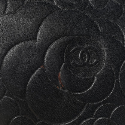 Chanel Lambskin Camellia Embossed Wallet on Chain WOC Black 9 of 10