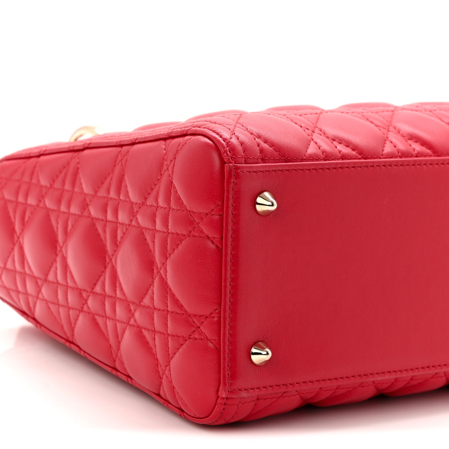 Christian Dior Lambskin Cannage Medium Lady Dior Red 9 of 10