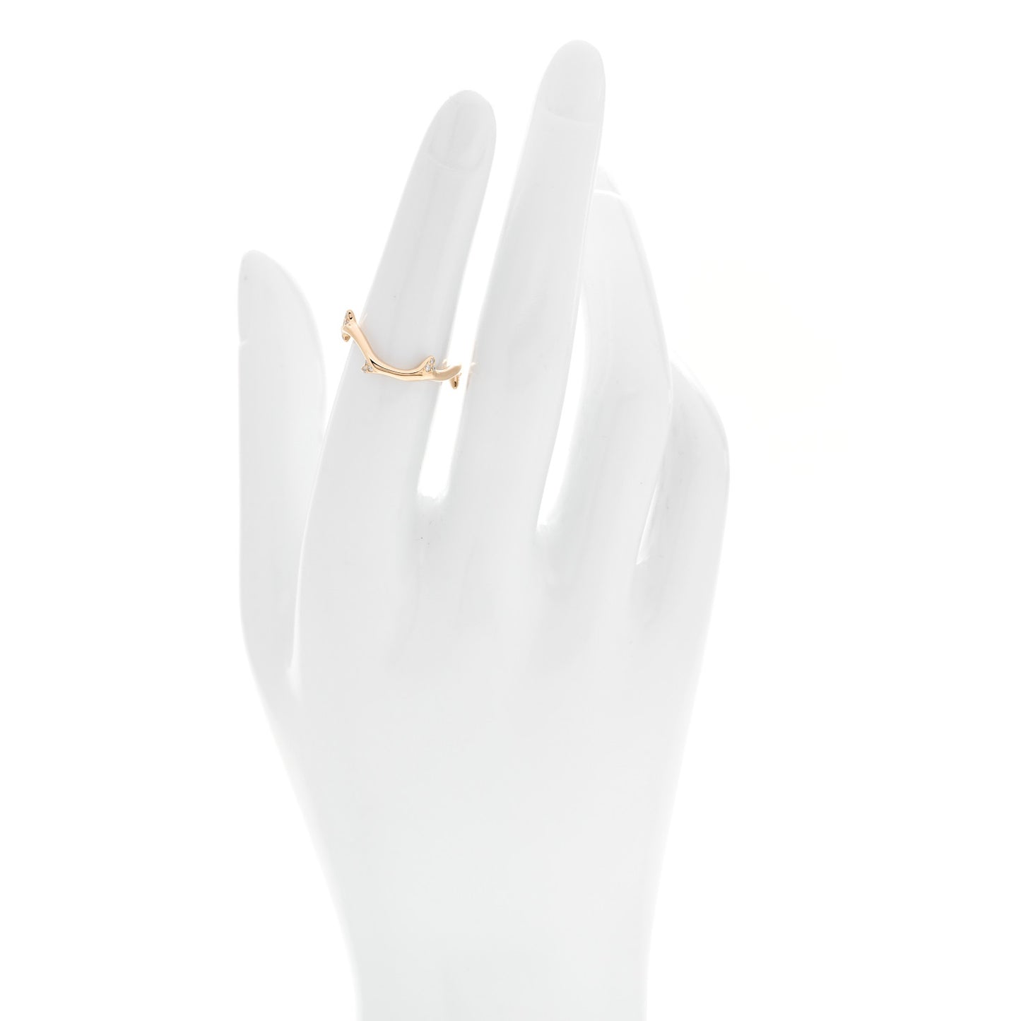 18K Yellow Gold Diamond Bois de Rose Ring 51 5.75