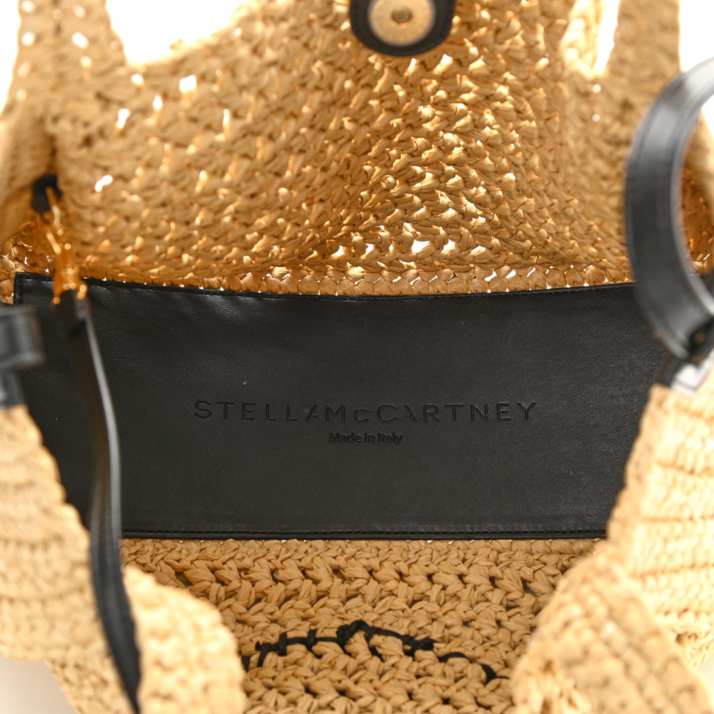 Braided Raffia Eco Alter Napa Perforated Logo Crossbody Bag Natural