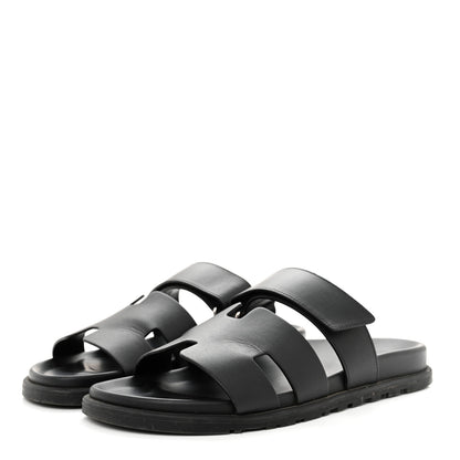 Hermes Calfskin Mens Chypre Sandals 42 Black 3 of 12