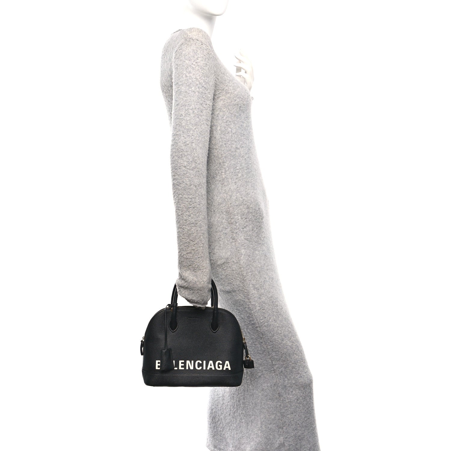 Balenciaga Signature Grained Calfskin Logo S Ville Top Handle Bag Black 2 of 11