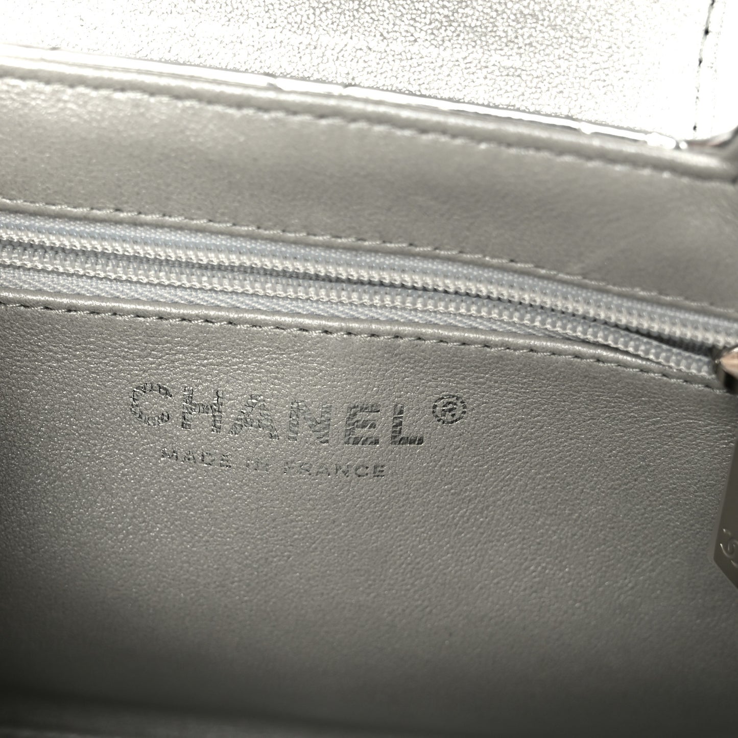 Mirror Calfskin Metallic Calfskin Quilted Nano Kelly Shopper Silvery