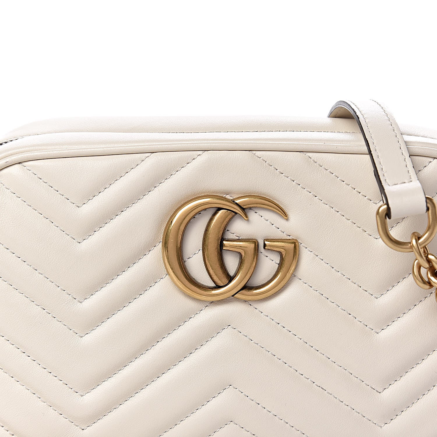 Gucci Calfskin Matelasse Small GG Marmont Chain Shoulder Bag White 8 of 13