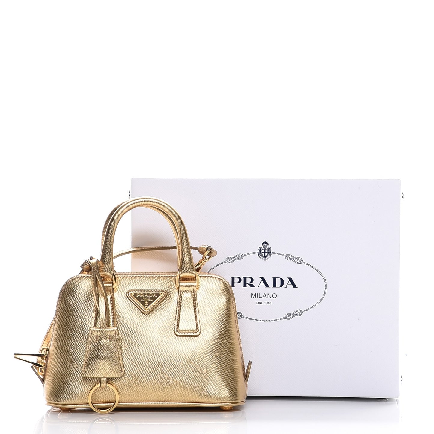Saffiano Lux Mini Promenade Tote Platino