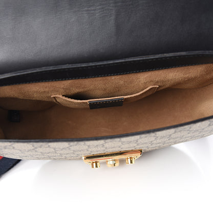 Gucci GG Supreme Monogram Web Medium Padlock Messenger Shoulder Bag Black 4 of 11