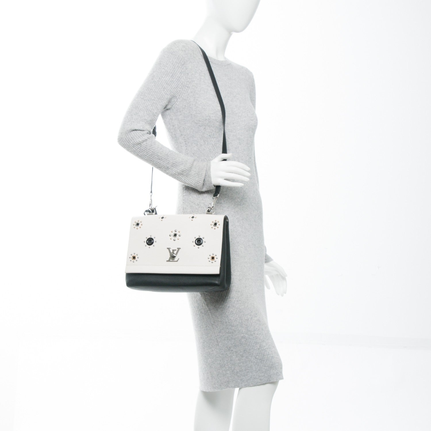Louis Vuitton Calfskin Mechanical Flowers Lockme II Black White 2 of 6