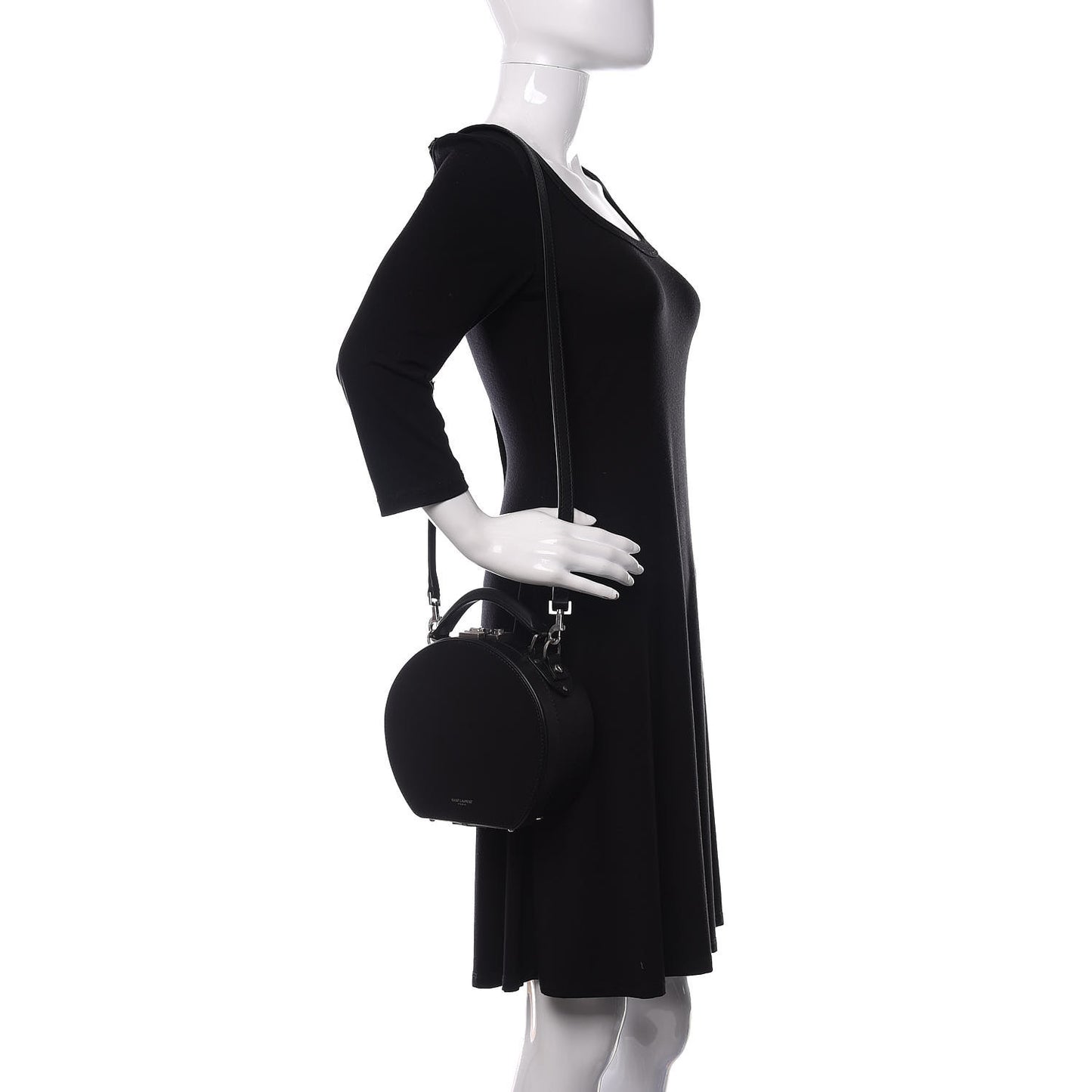 Calfskin Small Mica Hat Box Black