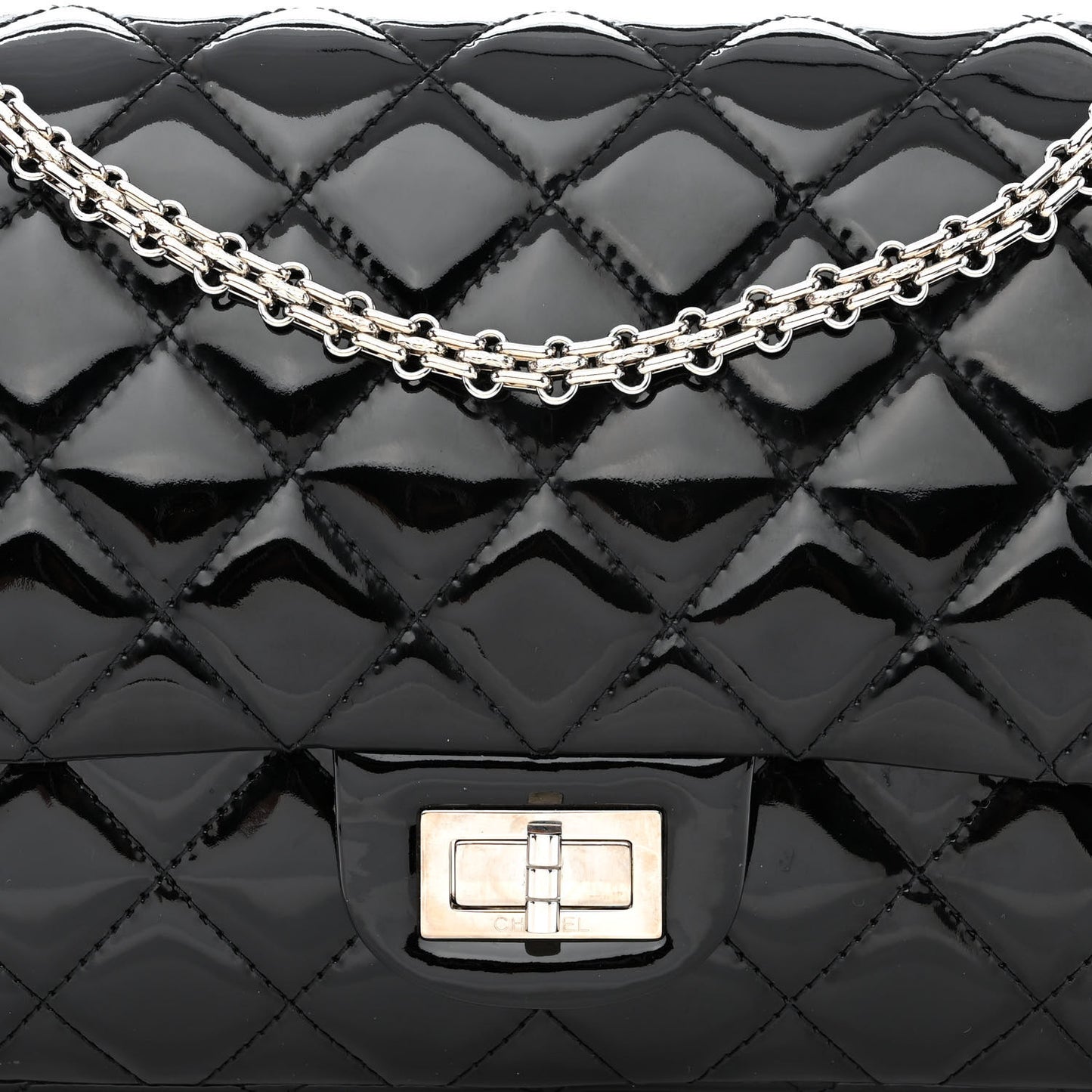 Patent Quilted 2.55 Reissue 227 Flap Black