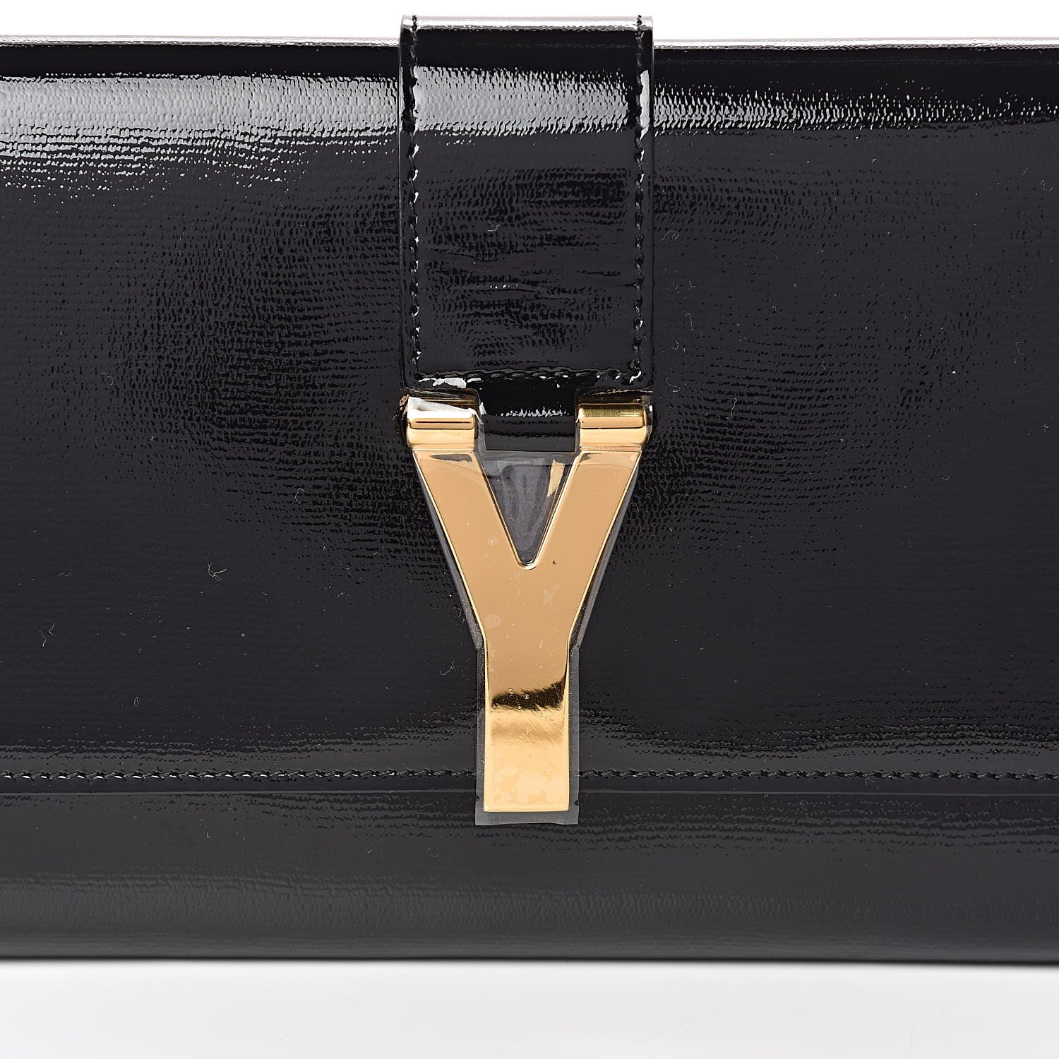 Saint Laurent Textured Patent Classic Y Ligne Clutch Black 8 of 10
