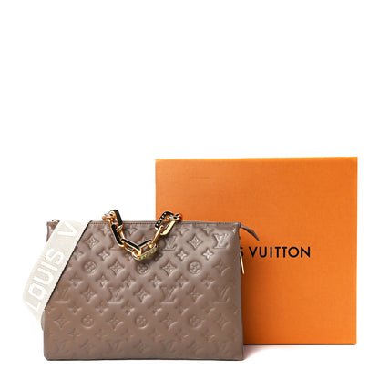 Louis Vuitton Lambskin Embossed Monogram Coussin MM Taupe 11 of 11