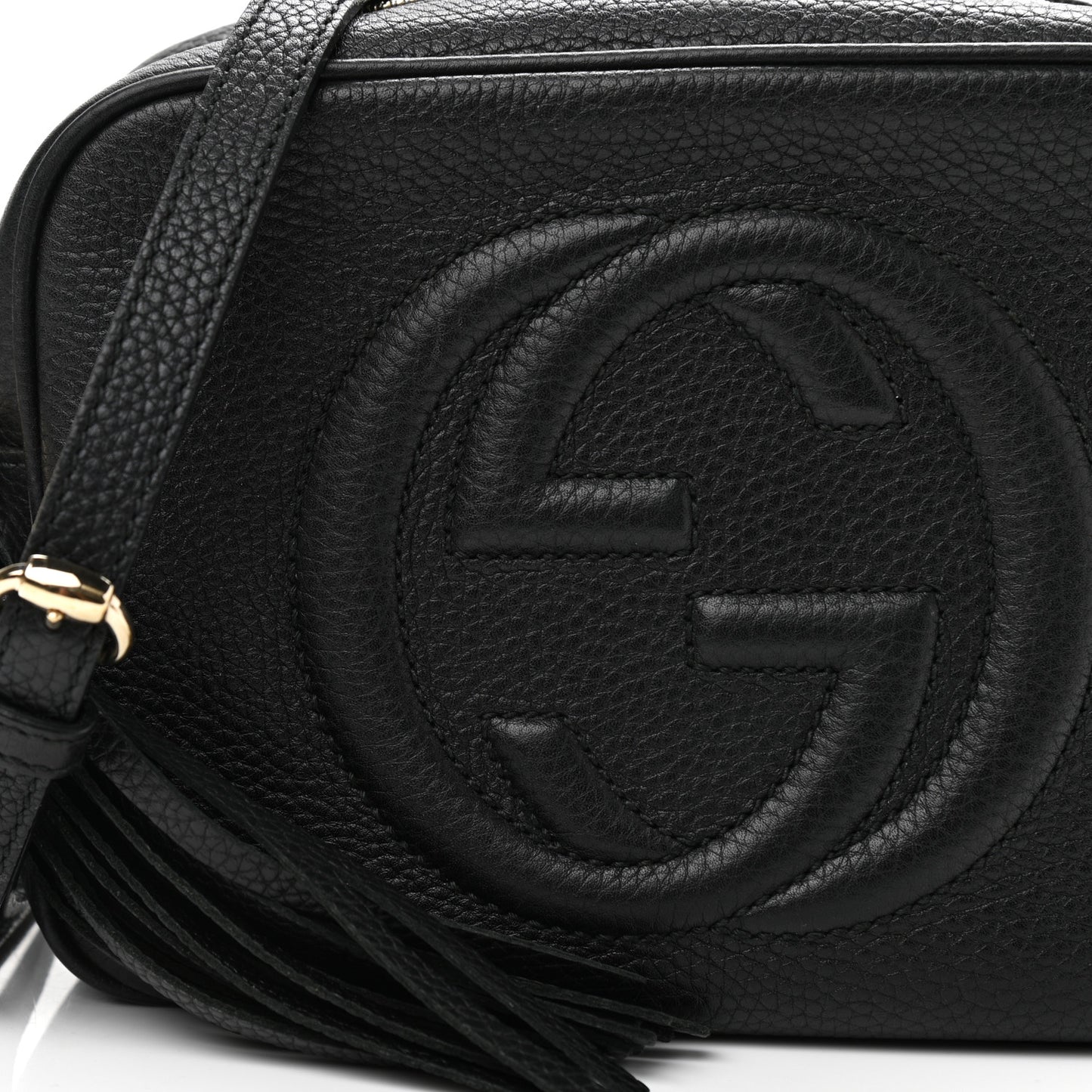 Pebbled Calfskin Small Soho Disco Bag Black
