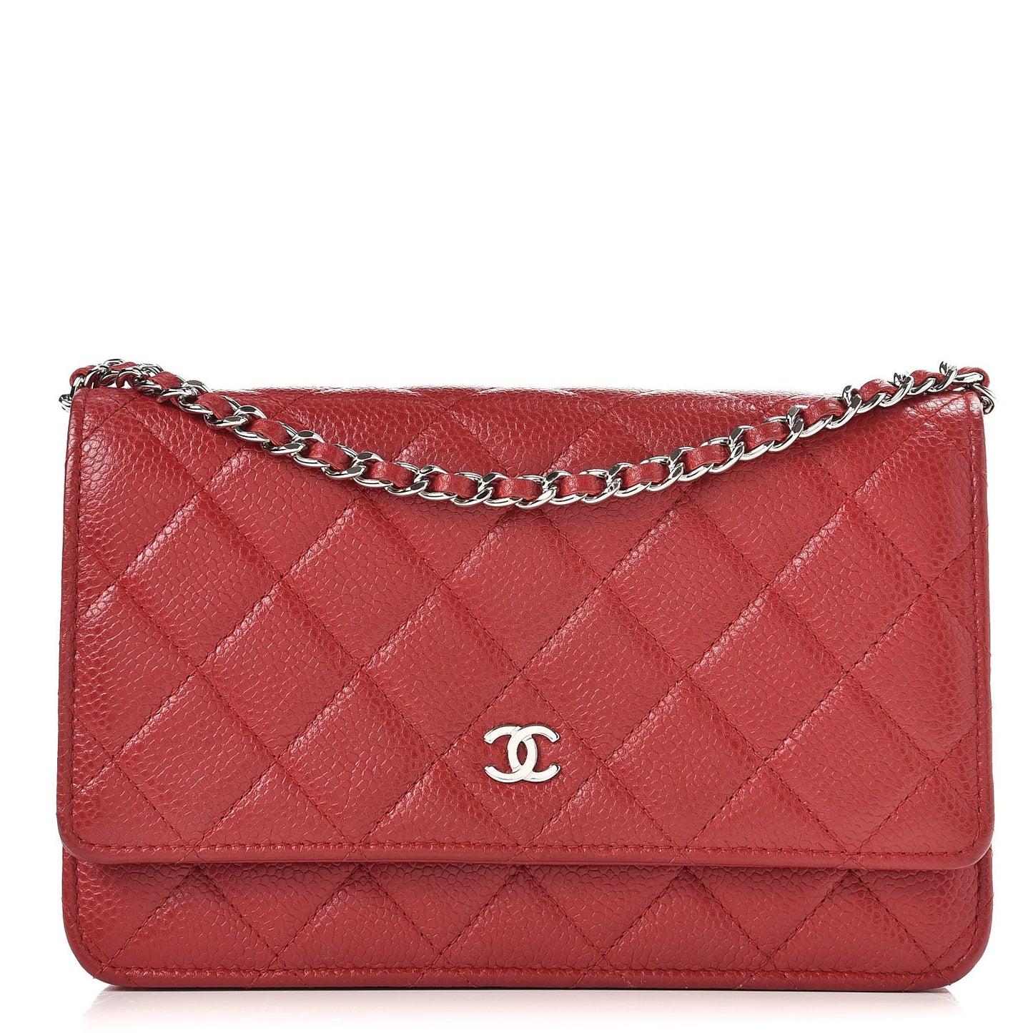 Caviar Quilted Wallet On Chain WOC Red