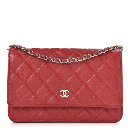Chanel Caviar Quilted Wallet On Chain WOC Red 1 of 11