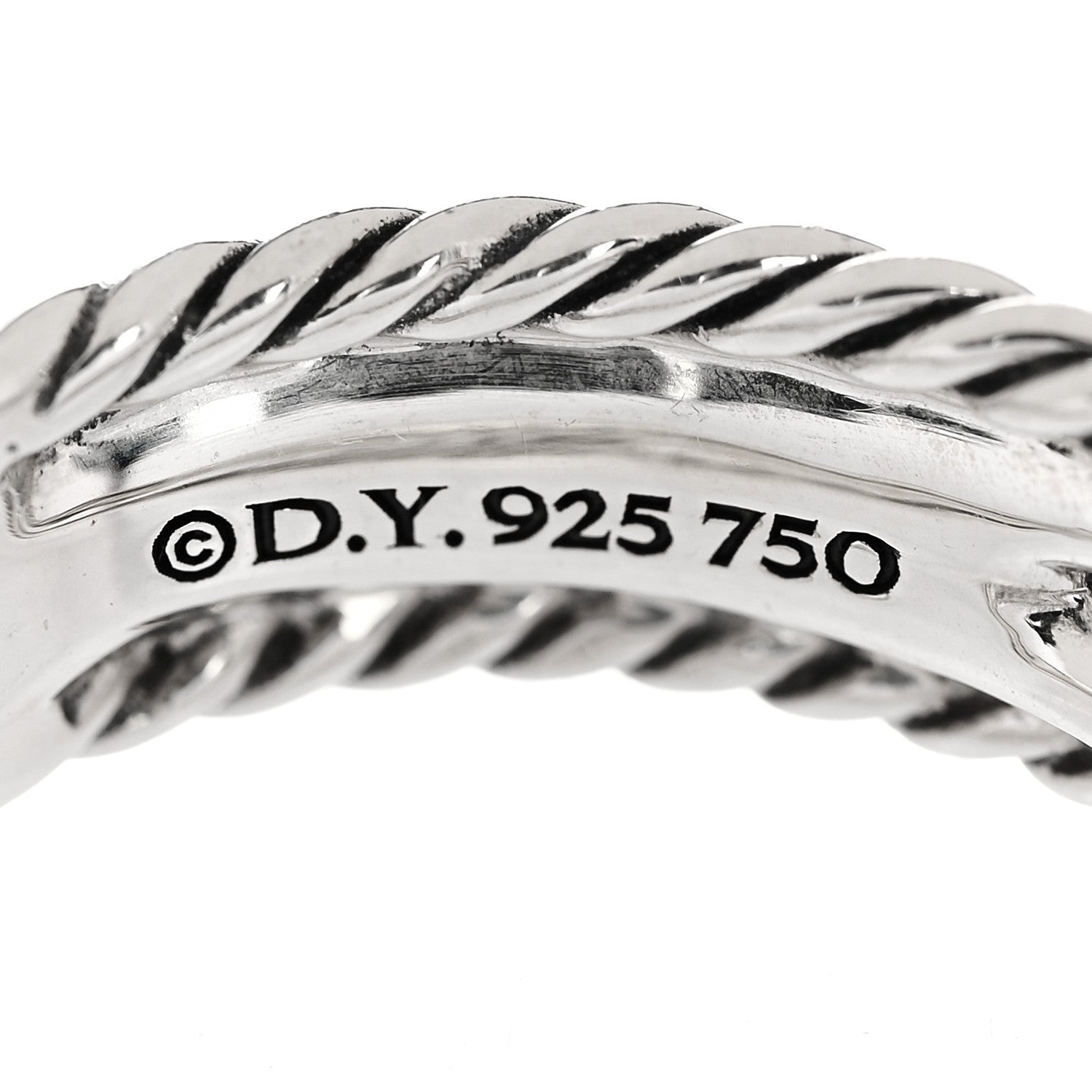 David Yurman Sterling Silver 18K Yellow Gold 6mm X Crossover Ring 54 6.75 4 of 5