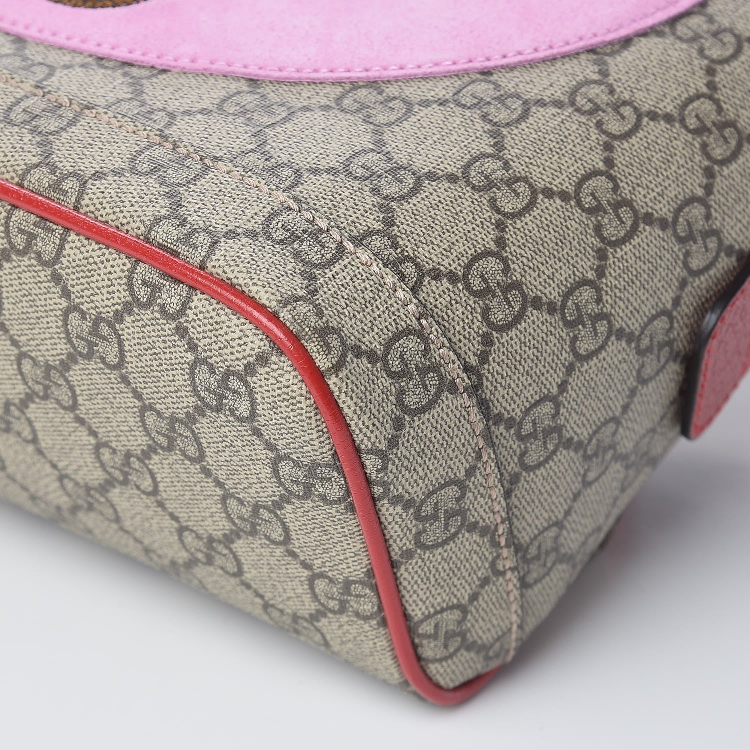 Gucci GG Supreme Monogram Web Bosco Patch Dome Backpack Beige Malva Hibiscus Red 9 of 10