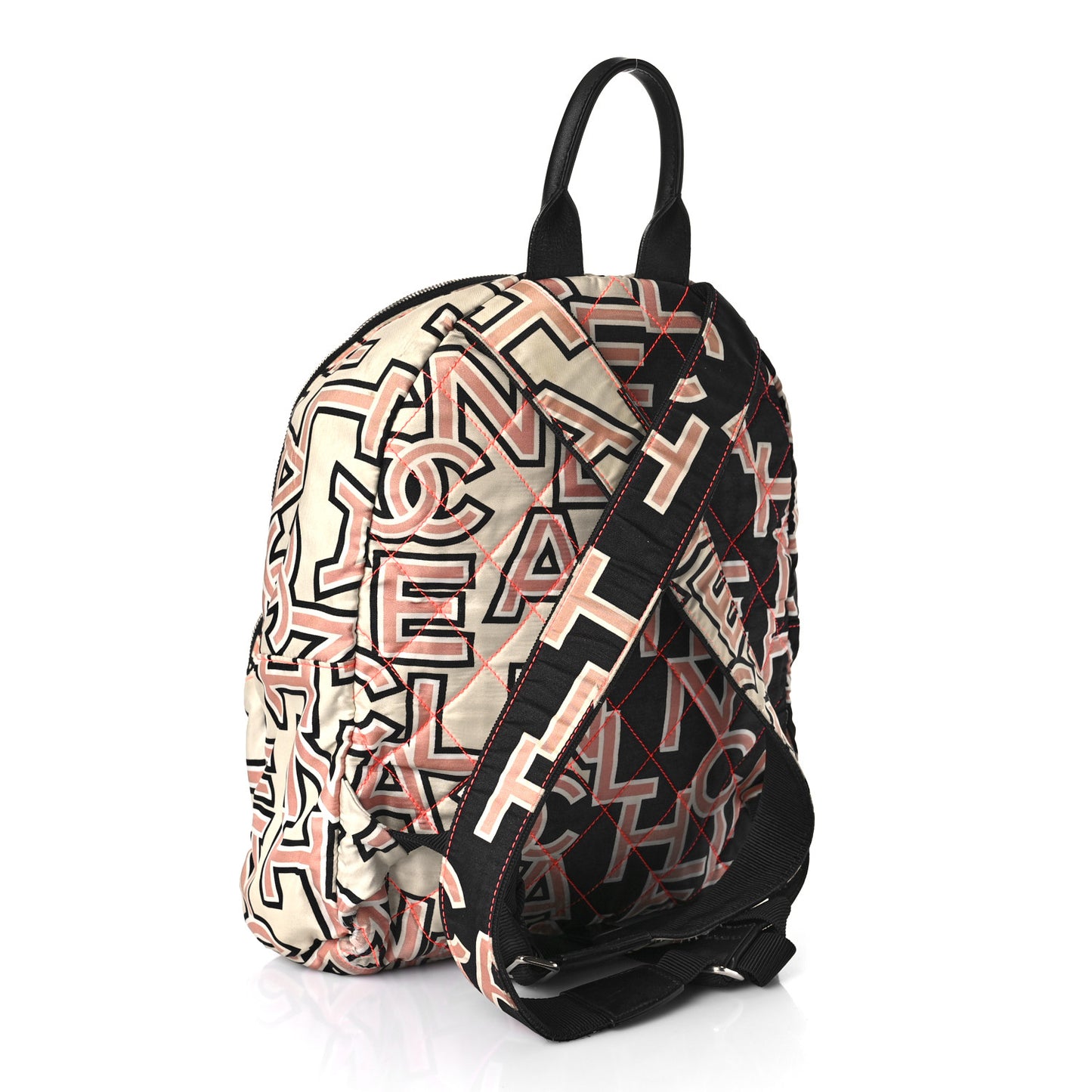 Nylon Stitched Printed Logo Backpack Black Multicolor