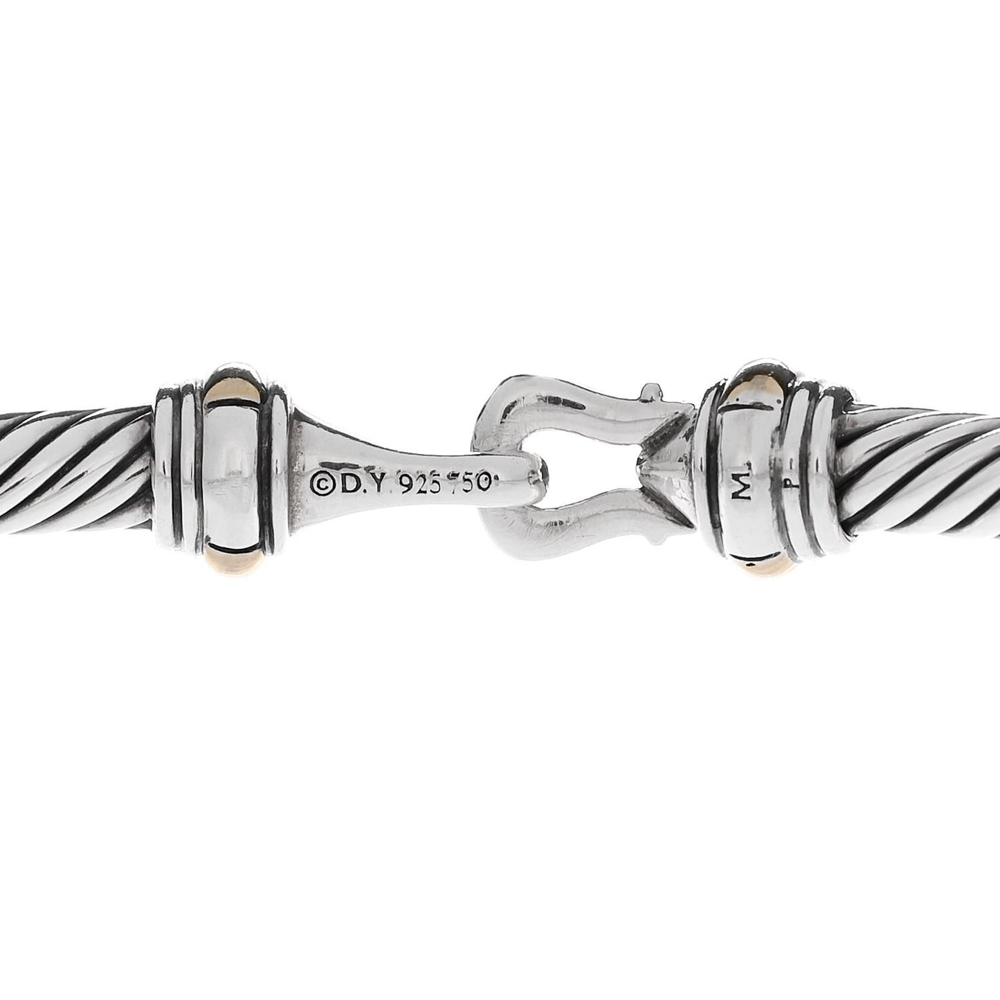 Sterling Silver 18K Yellow Gold 4mm Cable Classic Buckle Bracelet