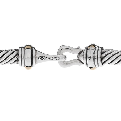 David Yurman Sterling Silver 18K Yellow Gold 4mm Cable Classic Buckle Bracelet 3 of 3