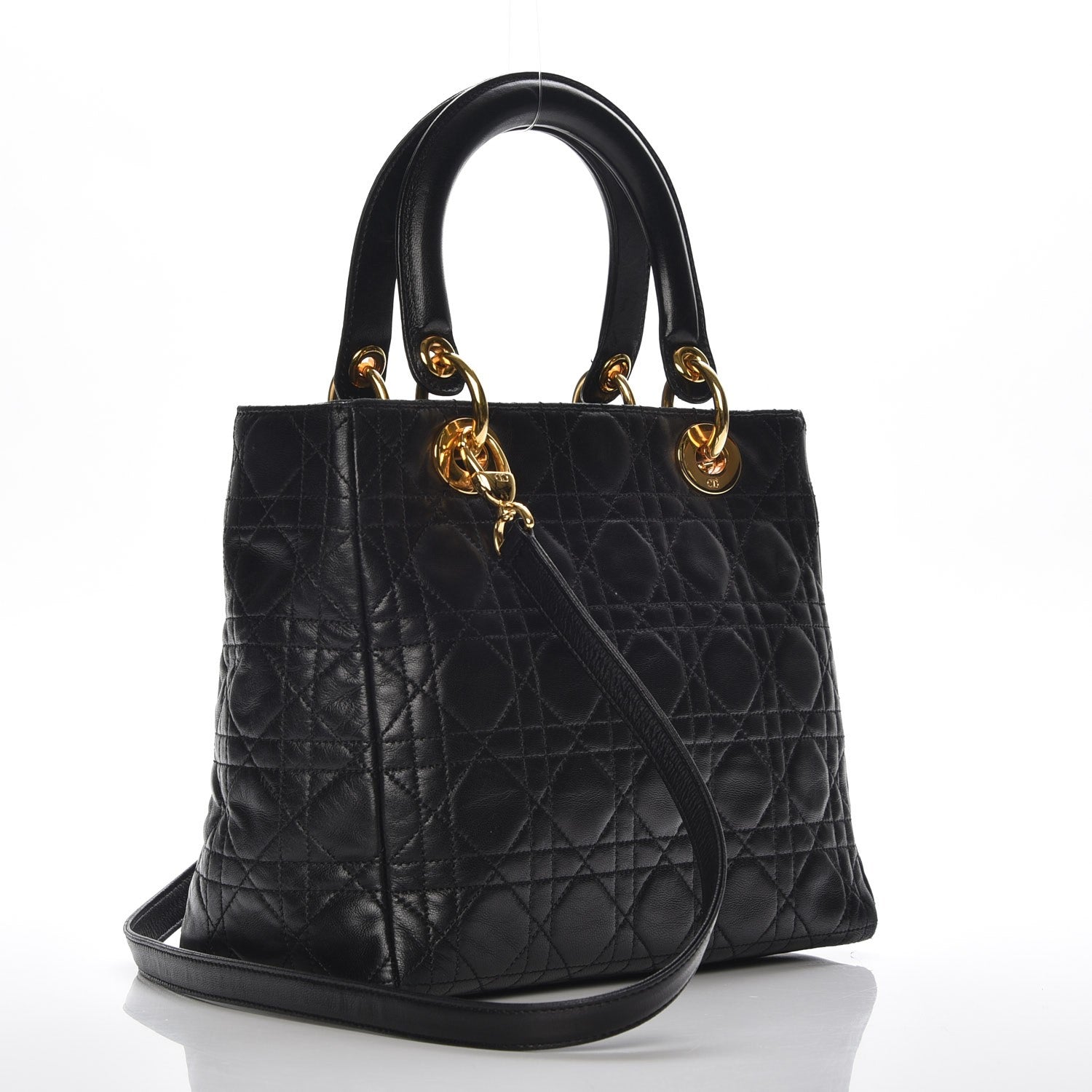 Christian Dior Lambskin Cannage Medium Lady Dior Black 4 of 8