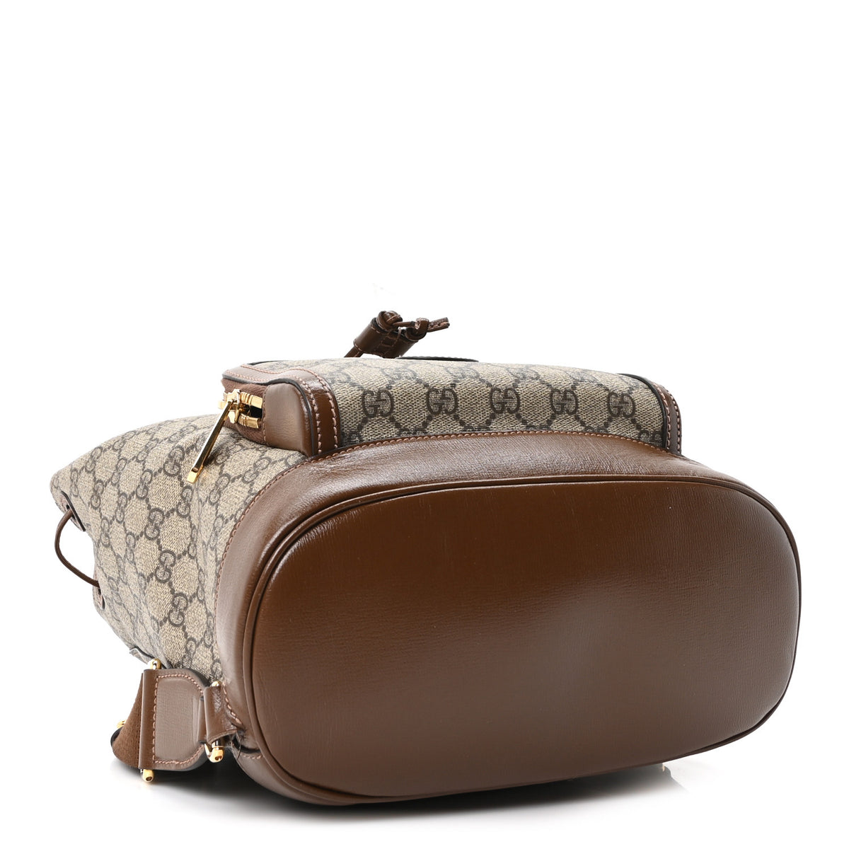 GG Supreme Monogram Azalea Calfskin Retro Interlocking G Buckle Backpack Beige Ebony Brown Sugar