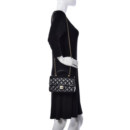 Chanel Lambskin Quilted Mini Top Handle Rectangular Flap Black 2 of 10