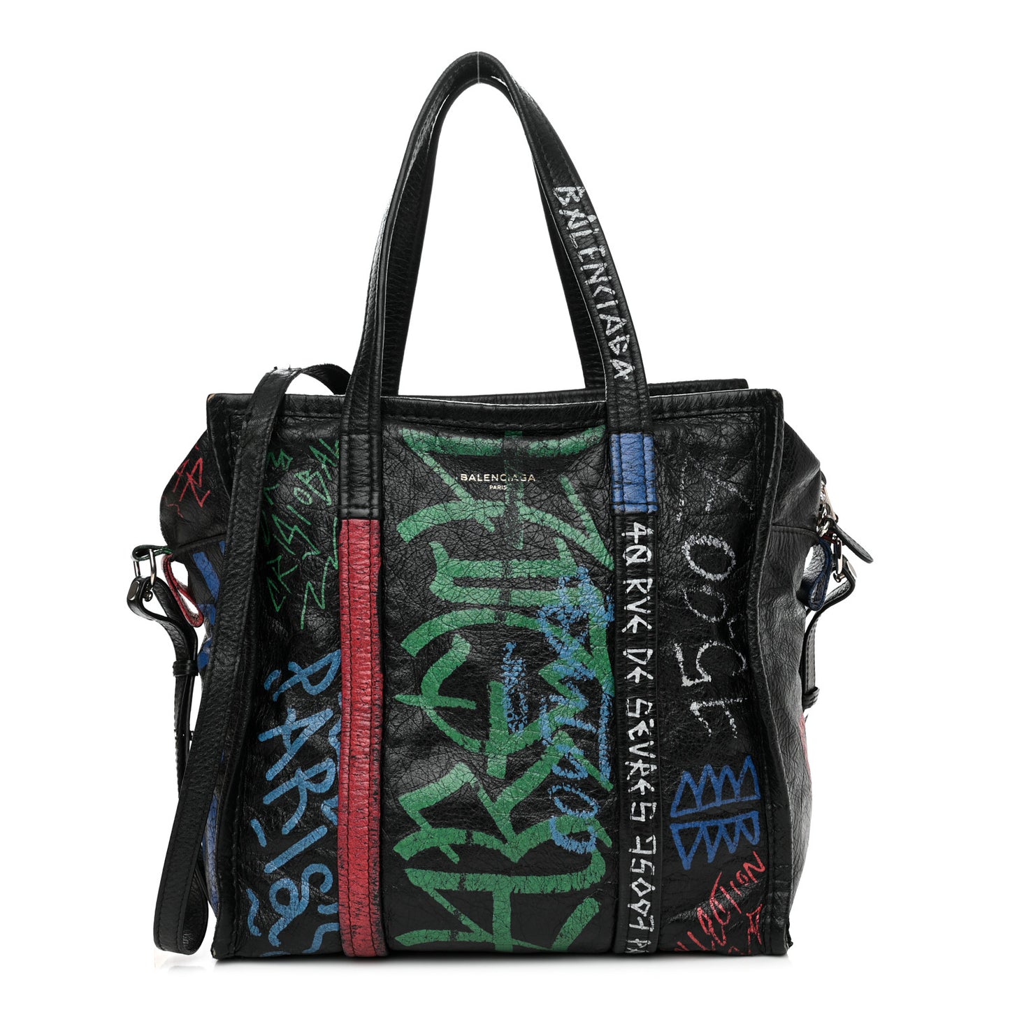 Agneau Arena Graffiti All Over S Bazar Shopper Tote Black Vert Rouge