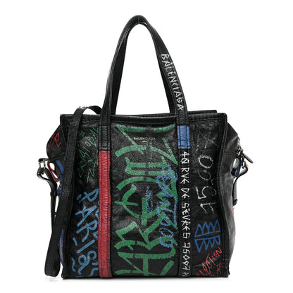 Balenciaga Agneau Arena Graffiti All Over S Bazar Shopper Tote Black Vert Rouge 1 of 23