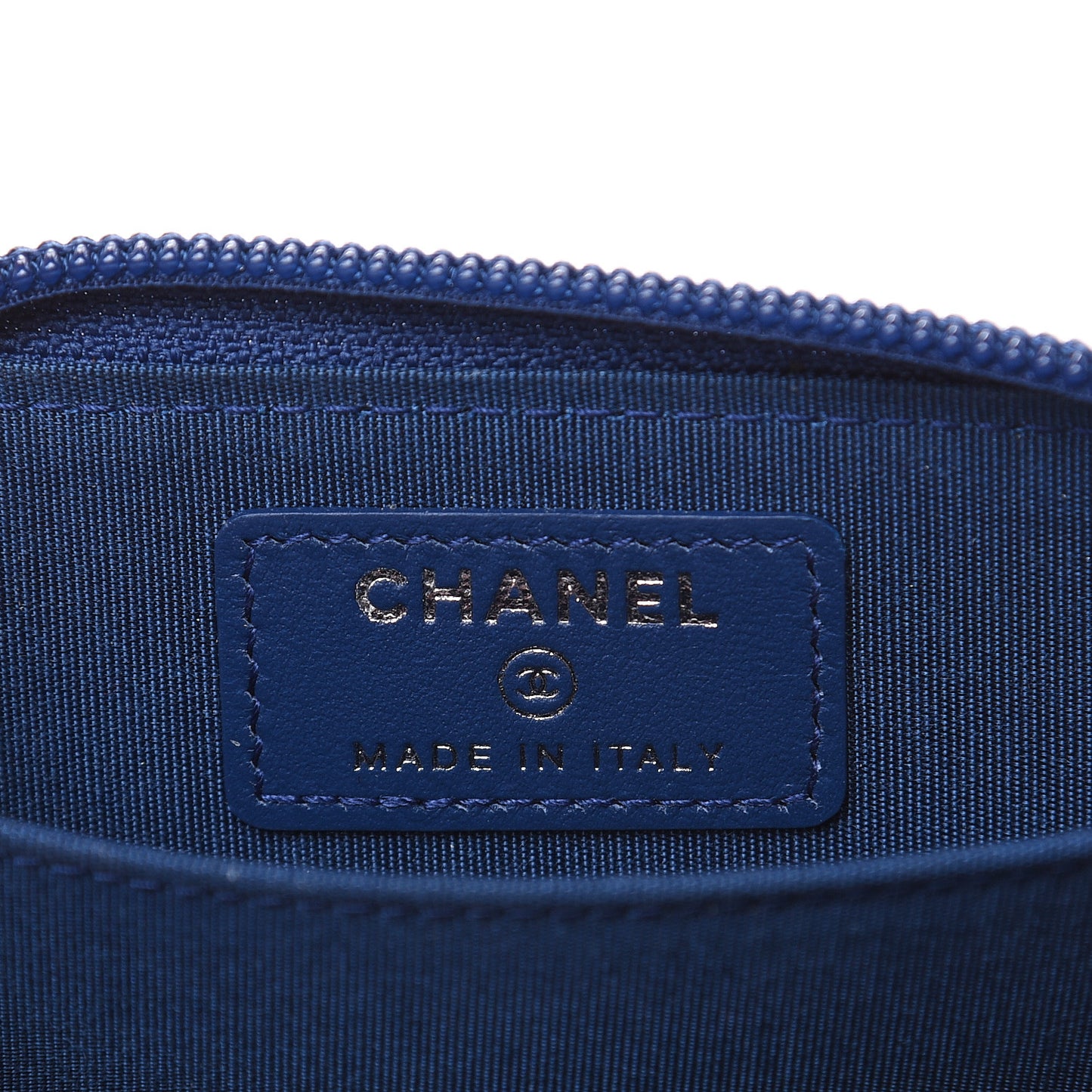 Caviar Quilted Boy Zip Around Coin Purse Wallet Dark Blue