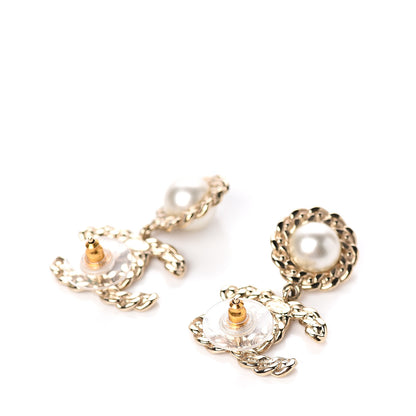 Chanel Crystal Pearl Pearls Coronation CC Drop Earrings Gold 3 of 5