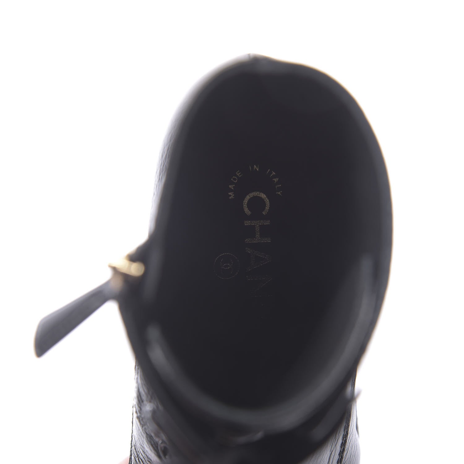 Chanel Shiny Crumpled Lambskin Cap Toe CC Lace Up Logo Boots 37 Black 7 of 8