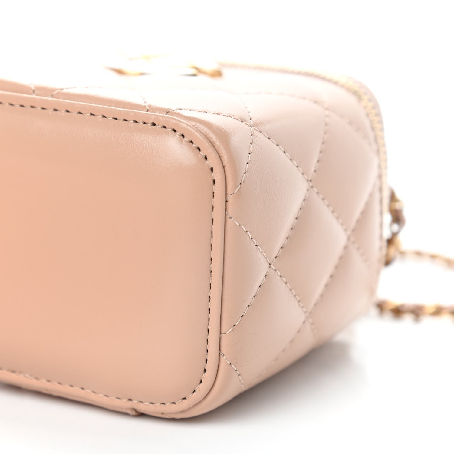 Chanel Calfskin Quilted Mini Perfect Fit Vanity Case With Chain Beige 9 of 11