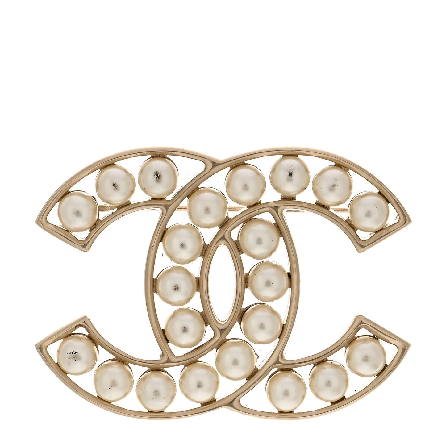 Pearl CC Brooch Light Gold