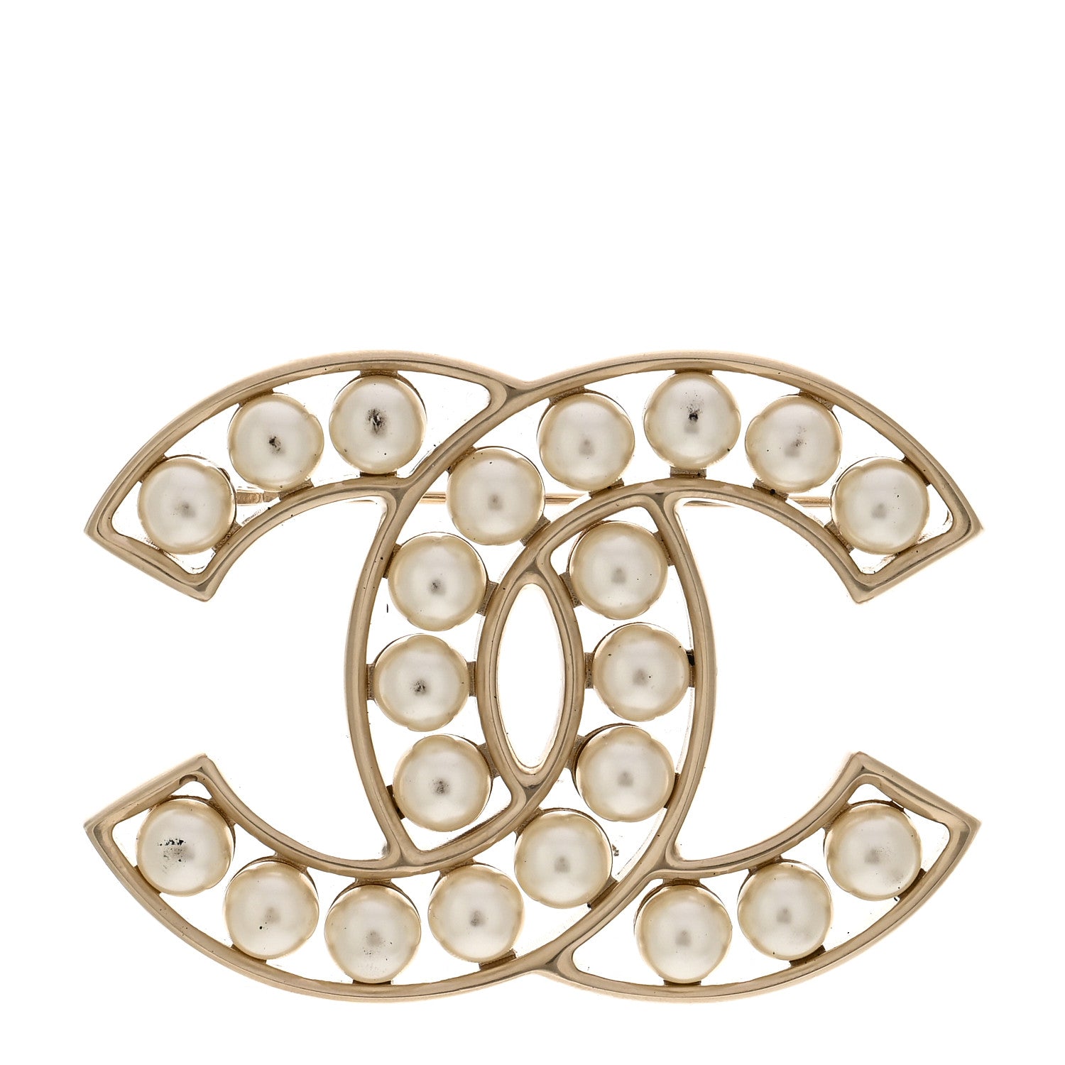 Chanel Pearl CC Brooch Light Gold 1 of 4