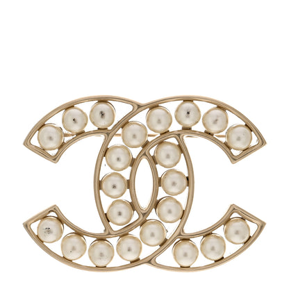 Chanel Pearl CC Brooch Light Gold 1 of 4