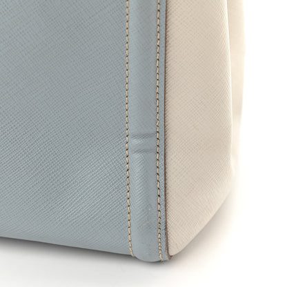Prada Saffiano Small Galleria Bi-color Double Zip Tote White Astrale 16 of 18