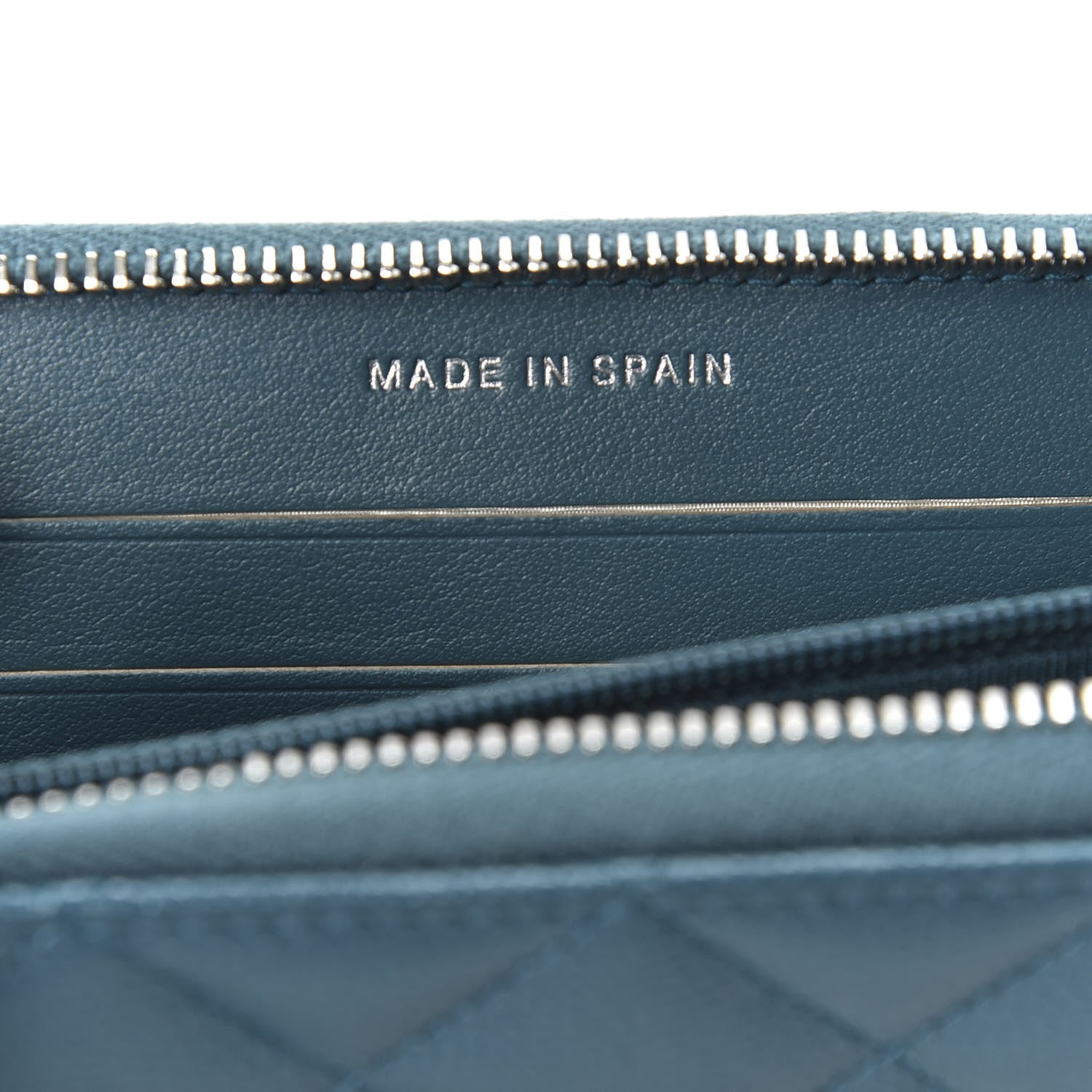 Chanel Caviar Quilted Medium Zip Around Wallet Dark Turquoise 8 of 10