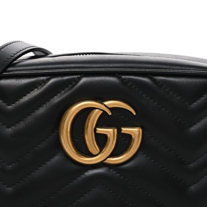 Gucci Calfskin Matelasse Small GG Marmont Chain Shoulder Bag Black 8 of 10