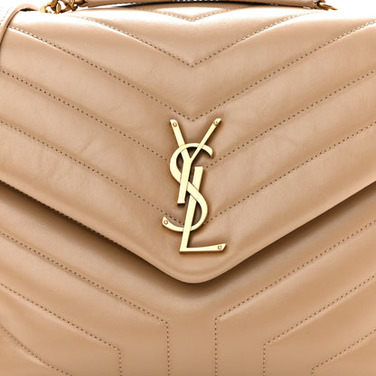 Saint Laurent Calfskin Y Quilted Monogram Medium Loulou Chain Satchel Dark Beige 8 of 10
