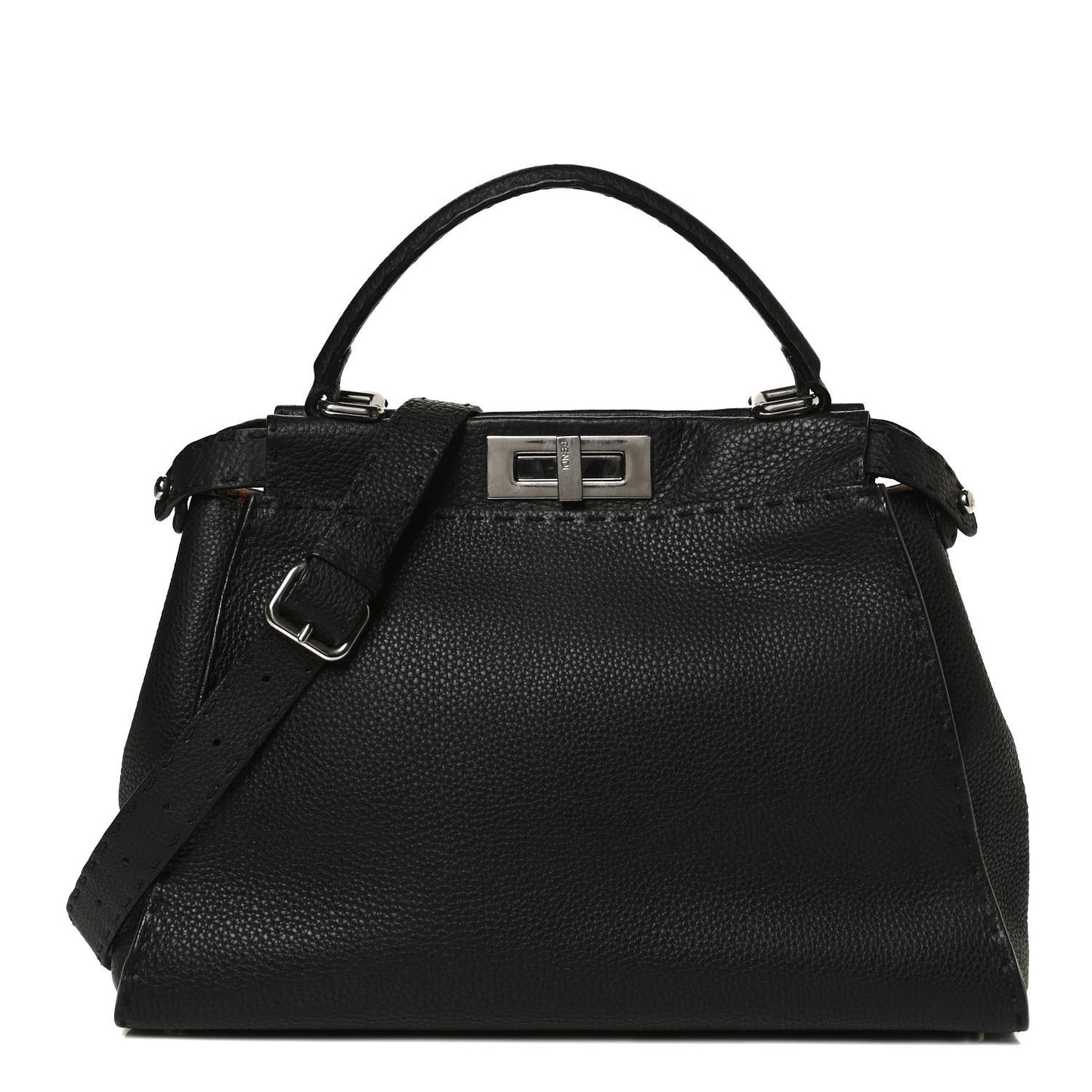 Cuoio Romano Selleria Bi-Color Medium Peekaboo Iconic Satchel Black Mou