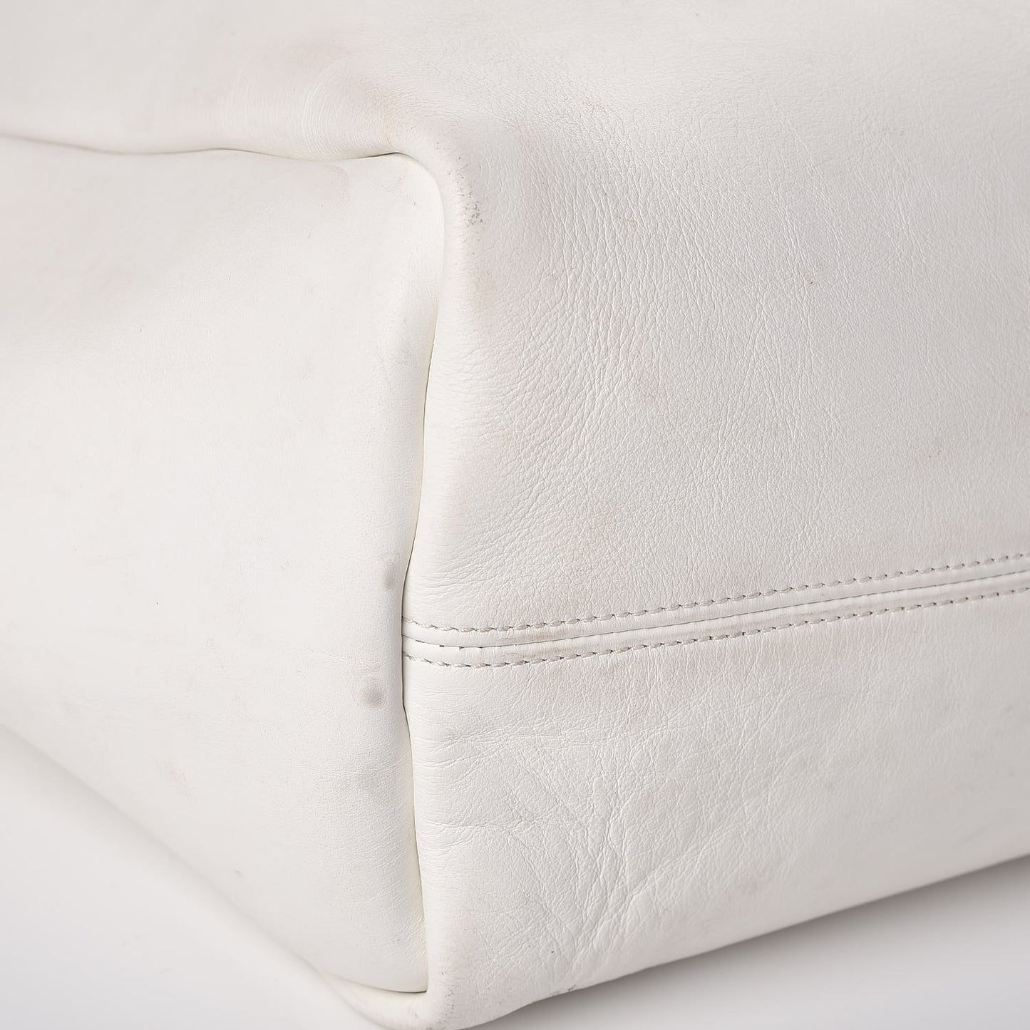 Smooth Calfskin Medium Fringe Shopper Tote White