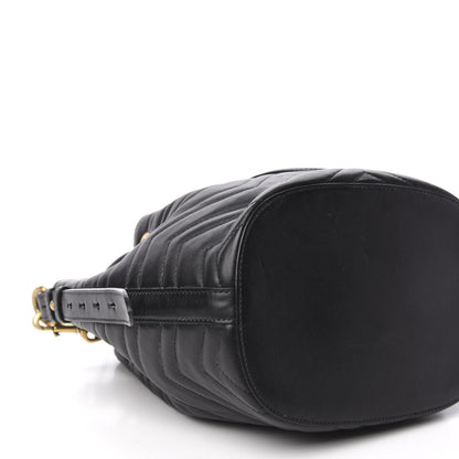 Gucci Calfskin Matelasse Sylvie Web GG Marmont Bucket Bag Black 6 of 11
