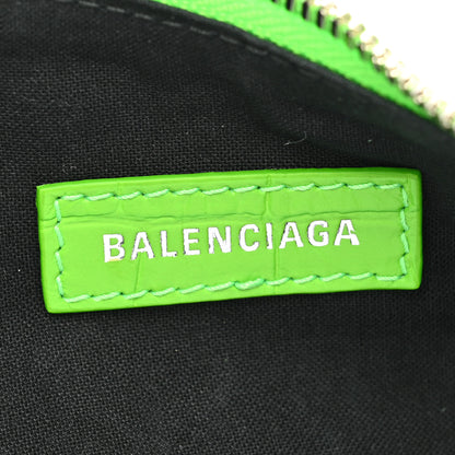 Balenciaga Extra Supple Calfskin Crocodile Embossed Le Cagole Shoulder Bag XS Acid Green 6 of 9