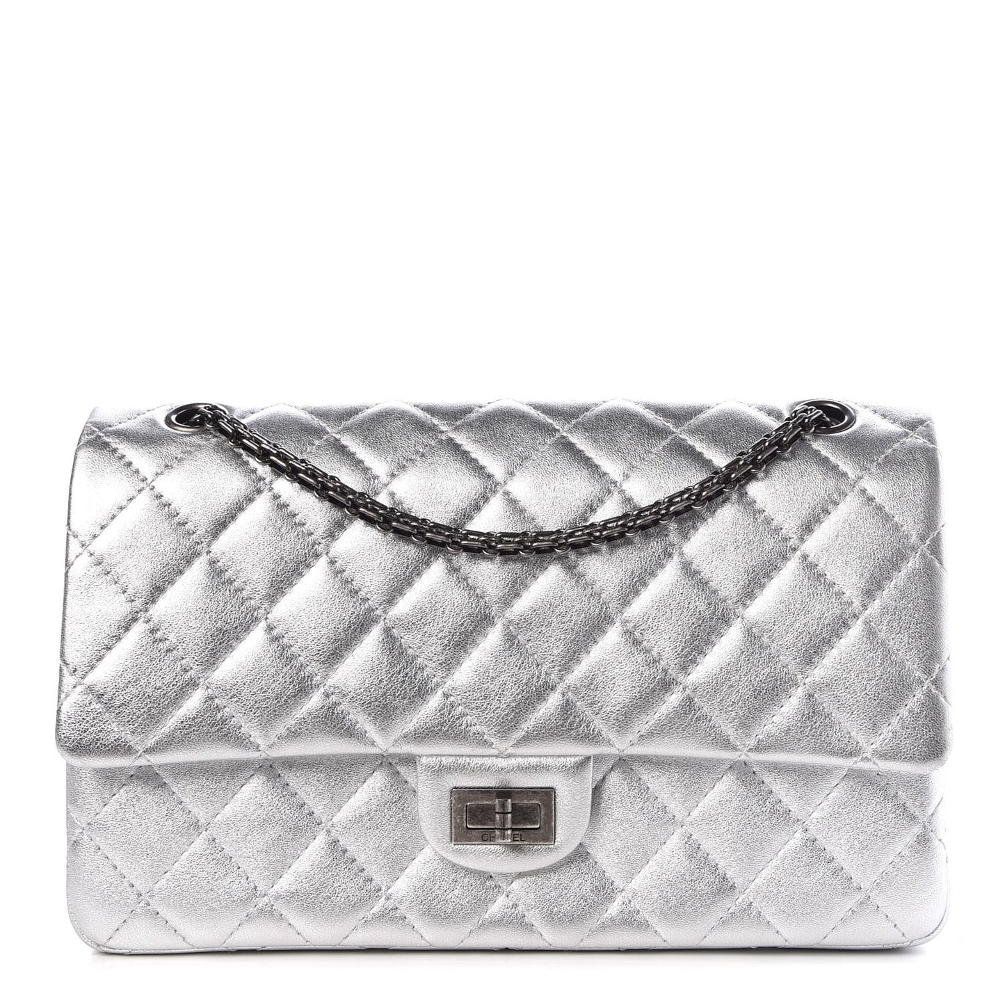 Metallic Lambskin Quilted 2.55 Reissue 226 Flap Silver