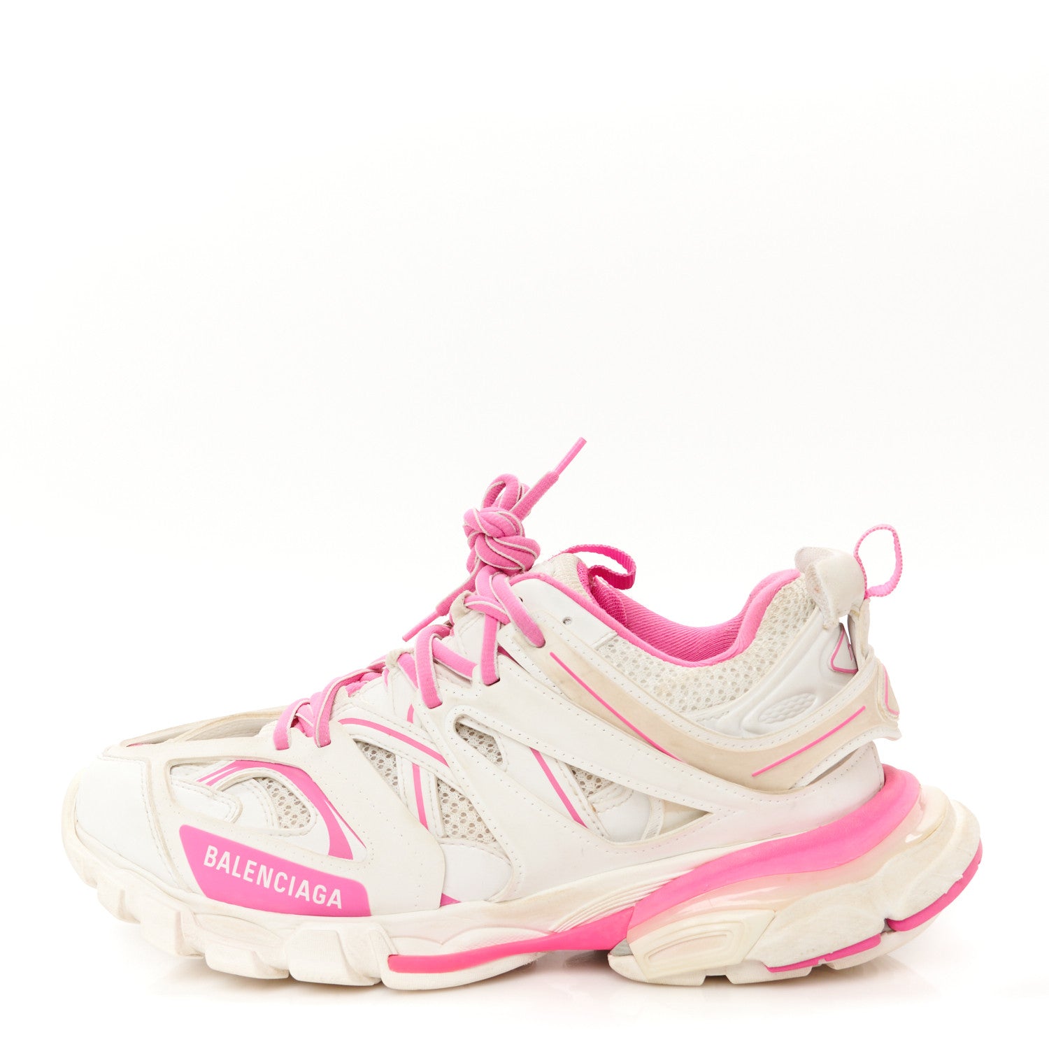 Balenciaga Mesh Rubber Bi-Color Womens Track Sneakers 40 White Fluo Pink 1 of 10