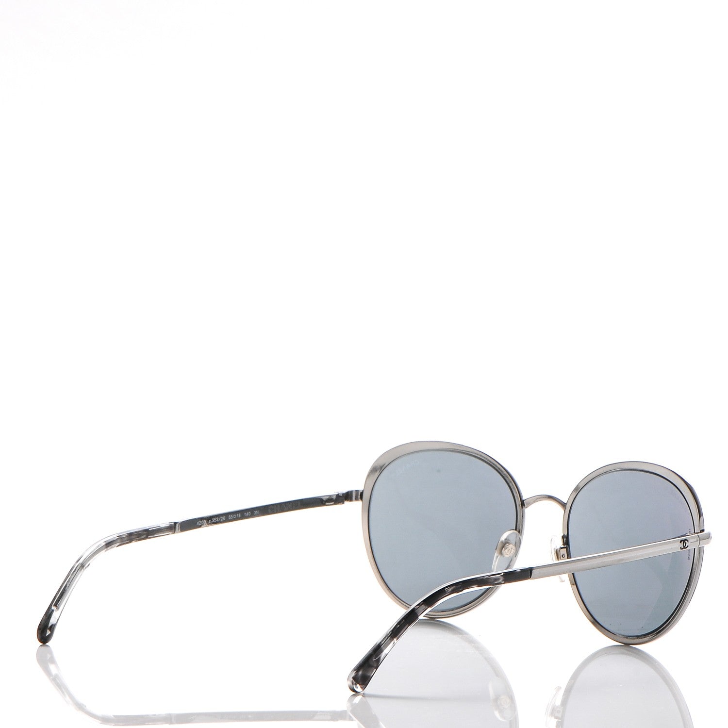 Chanel Round Spring Sunglasses 4206 Black Silver 3 of 7
