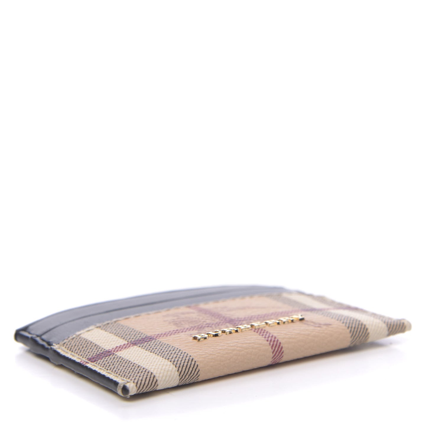 Soft Grain Calfskin Haymarket Check Izzy Card Case Black