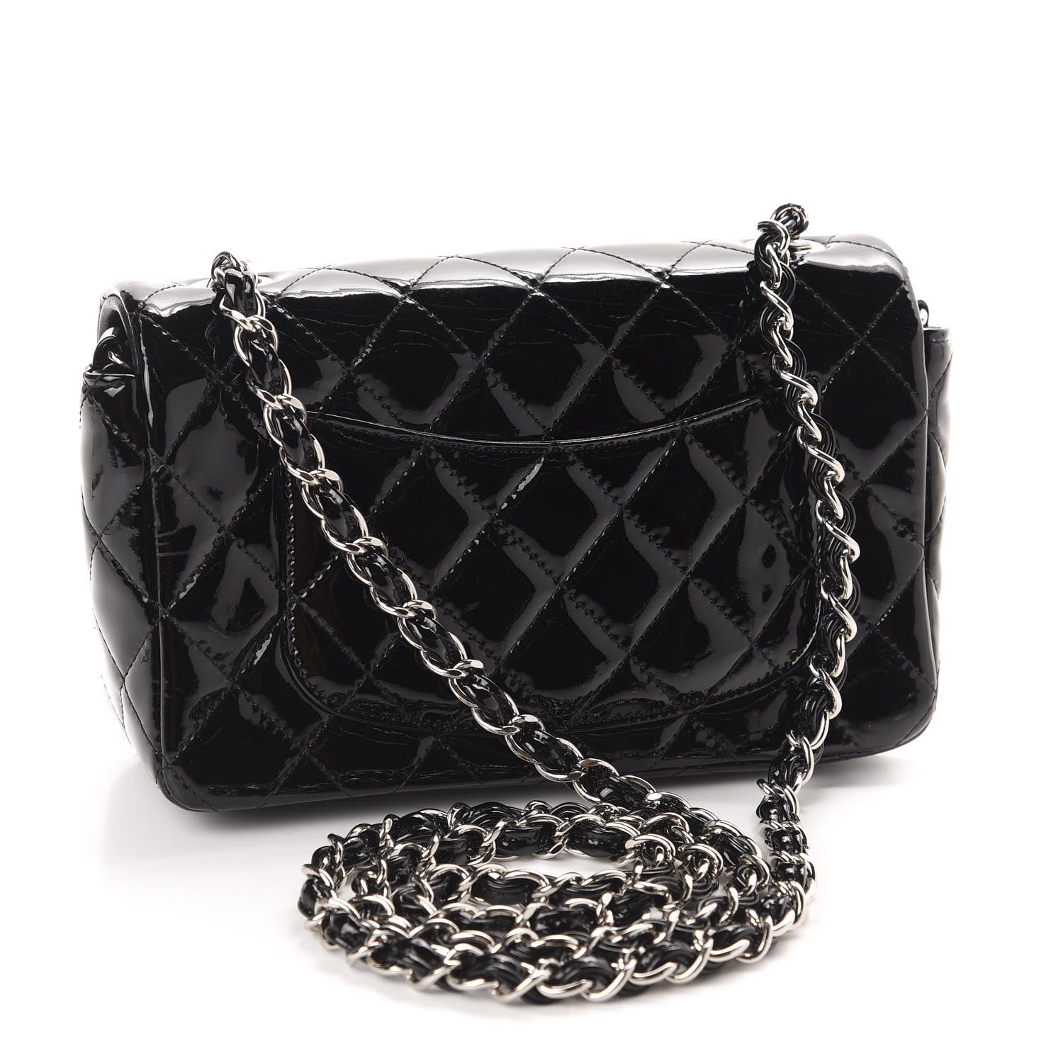 Chanel Patent Calfskin Quilted Mini Rectangular Flap Black 3 of 11