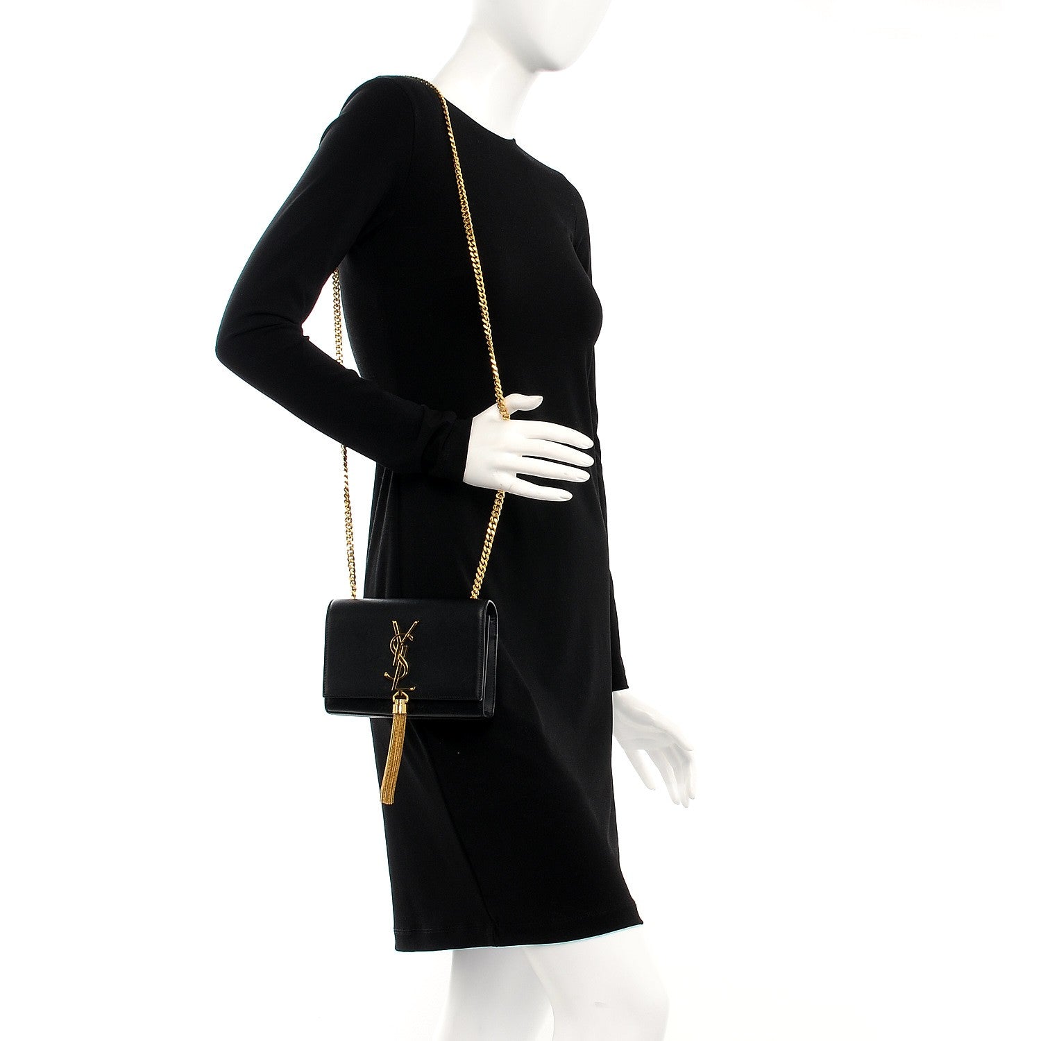 Saint Laurent Calfskin Small Classic Monogram Kate Tassel Satchel Black 2 of 8